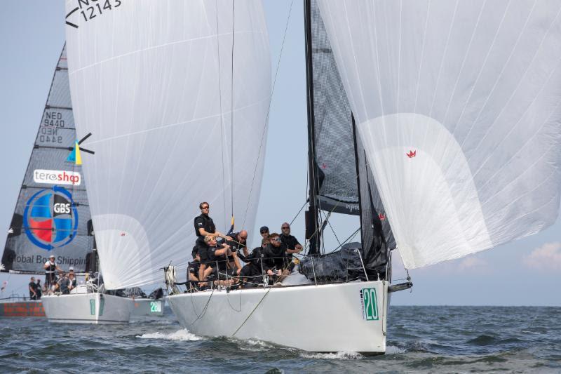 White Shadow leads rival Santa into one of two race victories earned today - Hague Offshore Sailing World Championship 2018 photo copyright Sander van der Borch taken at Jachtclub Scheveningen and featuring the IRC class