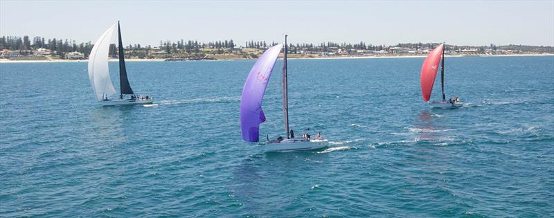 Spinnakers flying, Perth beaches - 2018 Rockingham Race Regatta photo copyright John Chapman, Sails On Swan taken at Royal Freshwater Bay Yacht Club and featuring the IRC class
