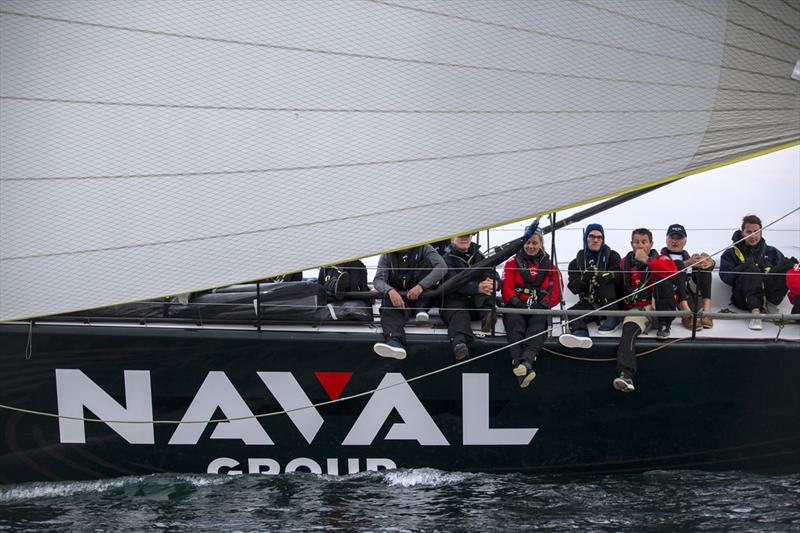 Naval Group crew to leeward in light winds in the river - Rolex Sydney Hobart Yacht Race 2018 photo copyright Andrea Francolini taken at Cruising Yacht Club of Australia and featuring the IRC class