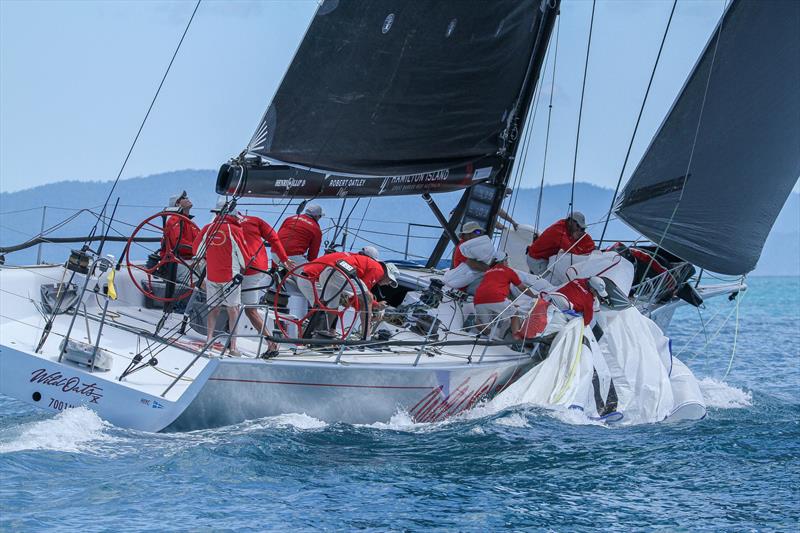 Wild Oats X crew scurry in a quick sail change as a wind shift hits - Day 2 - Hamilton Island Race Week, August 19, photo copyright Richard Gladwell taken at Hamilton Island Yacht Club and featuring the IRC class