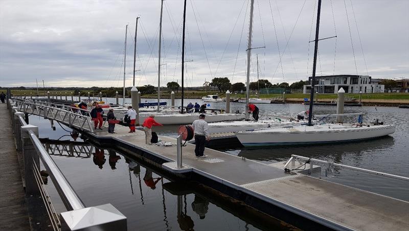 Crews starting to inspect and tune their boats - Waitangi Cup 2019 photo copyright Catherine Rofe taken at Middle Harbour Yacht Club and featuring the IRC class