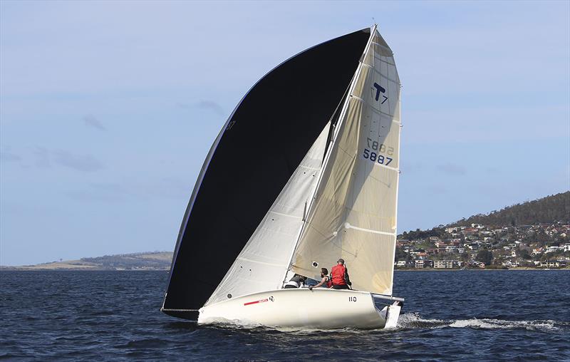 Temptation is representing Australia's southernmost yacht Club,  Port Esperance Sailing Club at Dover, in the Winter Series on the River Derwent photo copyright Colleen Darcey taken at  and featuring the IRC class