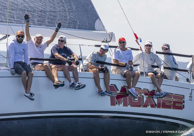 Moxiee crew after winning its class in 2019 - Edgartown Race Weekend photo copyright Stephen Cloutier taken at Edgartown Yacht Club and featuring the IRC class