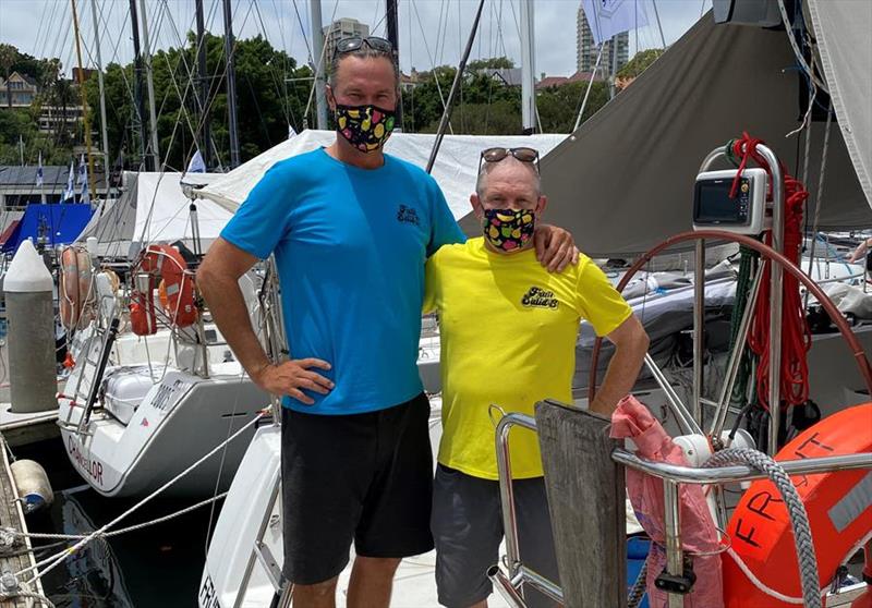 Fruit Salid 3 owner Mark Drobitko (L) and crew Sam Johnson in their fruit salad face masks - Rolex Sydney Hobart Yacht Race photo copyright Di Pearson taken at Cruising Yacht Club of Australia and featuring the IRC class