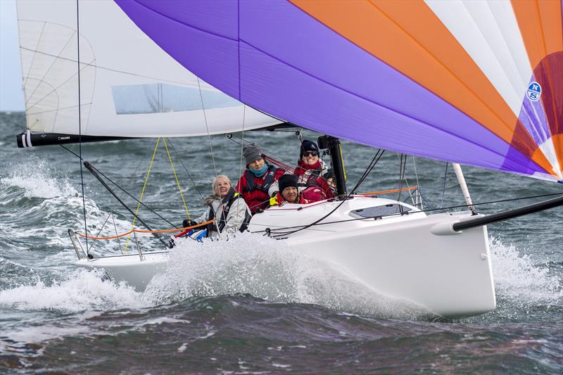 Monica Jones and her Sequel crew in the moment in Race 5 - 2022 Australian Women's Keelboat Regatta, day 2 photo copyright Andrea Francolini taken at Royal Melbourne Yacht Squadron and featuring the IRC class