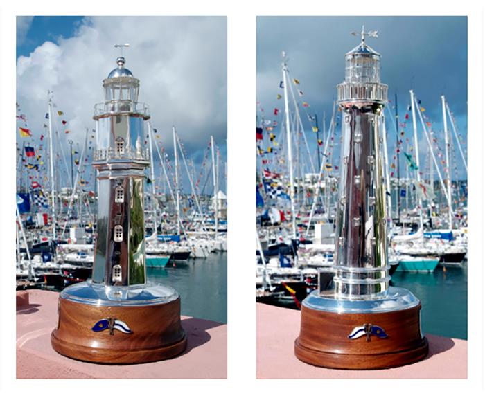 The winners of the St. David's Lighthouse (left) and the Gibbs Hill Lighthouse take home these stunning replicas of Bermuda's famouse lighthouses photo copyright Barry Pickthall / PPL taken at Royal Bermuda Yacht Club and featuring the IRC class