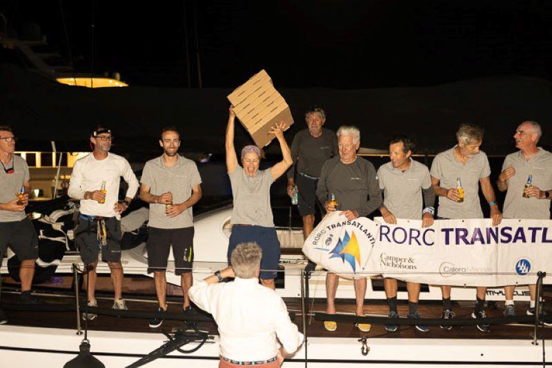 Pizzas for the whole team - 2024 RORC Transatlantic Race photo copyright Arthur Daniel / RORC taken at Royal Ocean Racing Club and featuring the IRC class