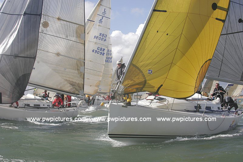 Perfect Solent conditions for the 58 yachts in the 2006 J-Cup photo copyright Paul Wyeth / www.pwpictures.com taken at Royal Southern Yacht Club and featuring the J109 class