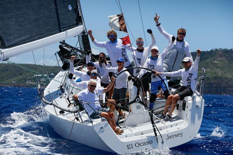 Team McFly on J/122 El Ocaso (GBR) celebrate their win - Antigua Sailing Week photo copyright Paul Wyeth / pwpictures.com taken at Antigua Yacht Club and featuring the J/122 class