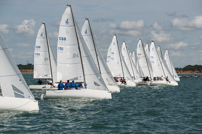The largest fleet of J/70s that have ever raced in the United Kingdom on day 1 of the J/70 UK Nationals photo copyright Rob Jewell / www.WB-photo.com taken at Royal Southern Yacht Club and featuring the J70 class