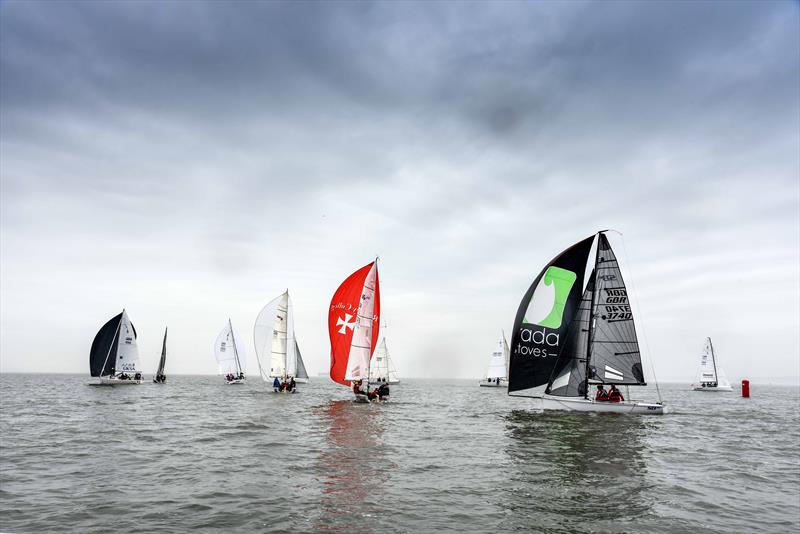 White Group on day 1 of the Helly Hansen Warsash Spring Series photo copyright Andrew Adams / www.closehauledphotography.com taken at Warsash Sailing Club and featuring the J70 class
