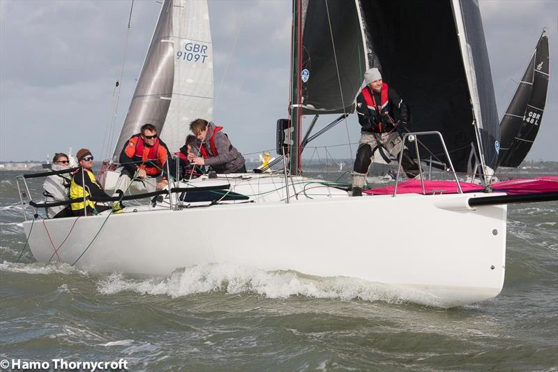 2017 Hamble Winter Series week 4 photo copyright Hamo Thornycroft / www.yacht-photos.co.uk taken at Hamble River Sailing Club and featuring the J/88 class