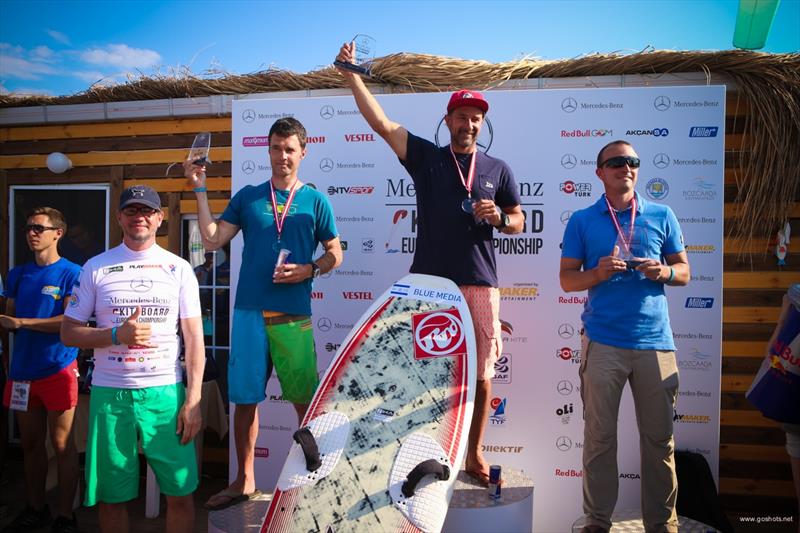 Masters podium at the Formula Kite European Championships photo copyright IKA taken at  and featuring the Kiteboarding class