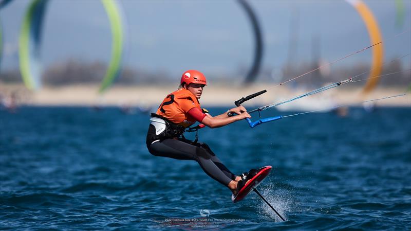 Jakub Balewicz (POL) leads the A's Youth Foil division after day 1 of the IKA Kitefoiling Youth Worlds Torregrande 2022 photo copyright Robert Hajduk / IKA media taken at  and featuring the Kiteboarding class