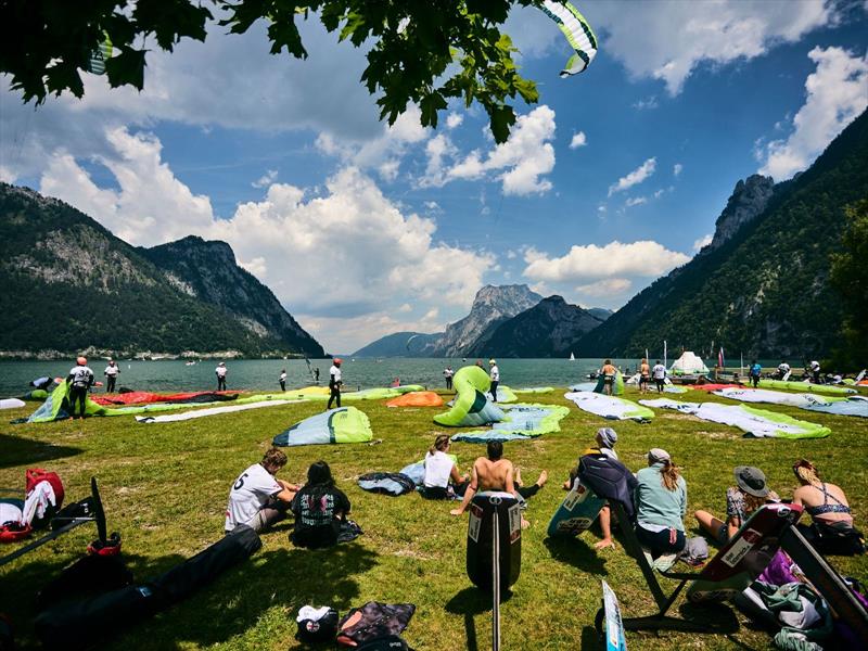 Summer camp vibe in Traunsee - 2022 KiteFoil World Series Traunsee, Day 2 photo copyright IKA Media / Robert Hajduk taken at  and featuring the Kiteboarding class