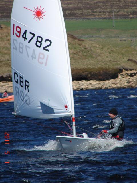 A very blustery day for the Lasers at Pennine photo copyright Jane Evans taken at Pennine Sailing Club and featuring the ILCA 7 class