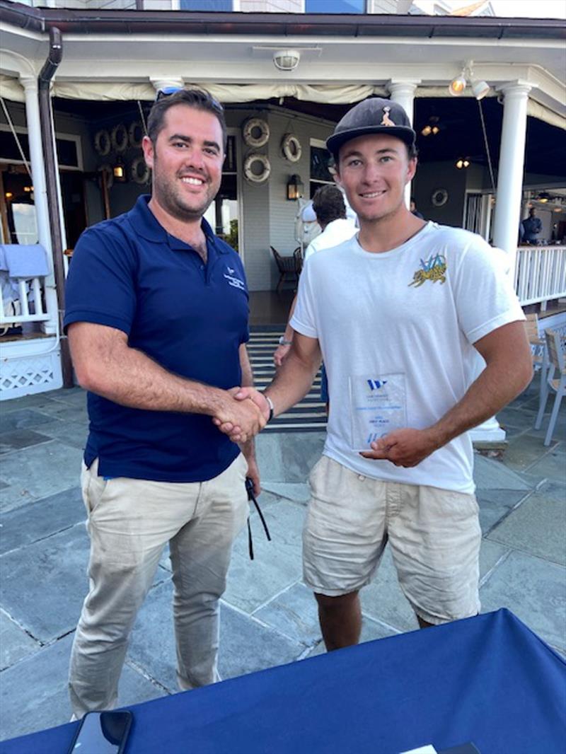 ILCA 7 winner Cambell Patton (r) with Sailing Director Doug Reynolds - 2022 ILCA Atlantic Coast Championship photo copyright Buttons Padin taken at Larchmont Yacht Club and featuring the ILCA 7 class