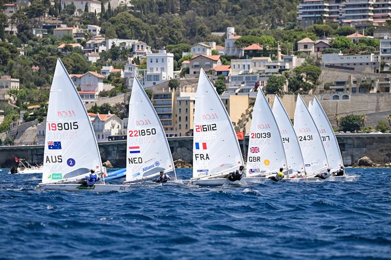 ILCA 7 medal race at the Paris 2024 Olympic Test Event photo copyright World Sailing taken at  and featuring the ILCA 7 class