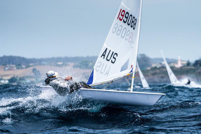 Zac Littlewood (WA) showed great skill in the Laser Radial nationals this week - Australian Sailing Youth Championships 2019 photo copyright Beau Outteridge taken at Royal Yacht Club of Tasmania and featuring the ILCA 6 class