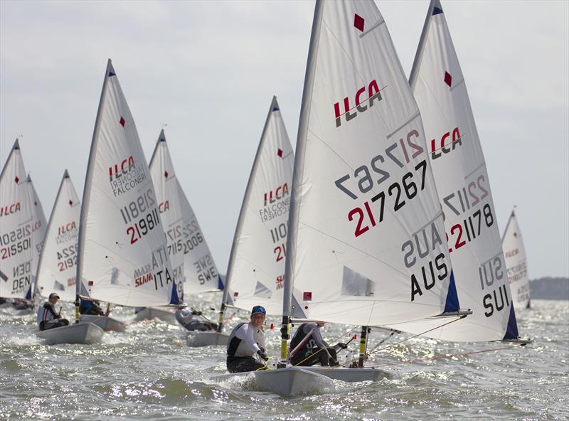 Evie Saunders on day 1 of the 2022 ILCA 6 Women's & Men's World Championships at Kemah, Texas, USA photo copyright Helen Galli Photography / 2022ilca6.ilca-worlds.org/photos/  taken at Texas Corinthian Yacht Club and featuring the ILCA 6 class