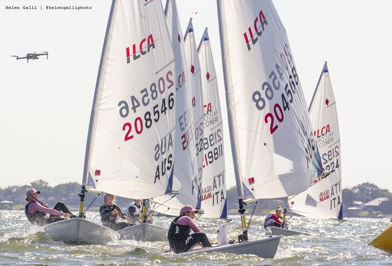Thomson and Stransky on 2022 ILCA 6 Women's & Men's World Championships at Kemah, Texas, USA day 4 photo copyright Helen Galli Photography / 2022ilca6.ilca-worlds.org/photos/  taken at Texas Corinthian Yacht Club and featuring the ILCA 6 class