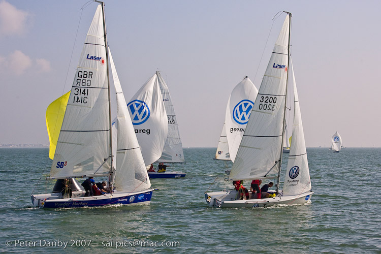 A long wait for the breeze on day two of the Garmin Hamble Winter Series photo copyright Peter Danby taken at Hamble River Sailing Club and featuring the SB20 class