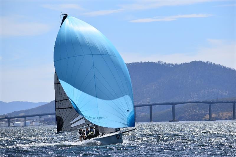 Pinch leads the SB20 Tasmanian Championship in Hobart which is sailed as part of the Banjo's Shoreline Crown Series Bellerive Regatta photo copyright Jane Austin taken at Bellerive Yacht Club and featuring the SB20 class