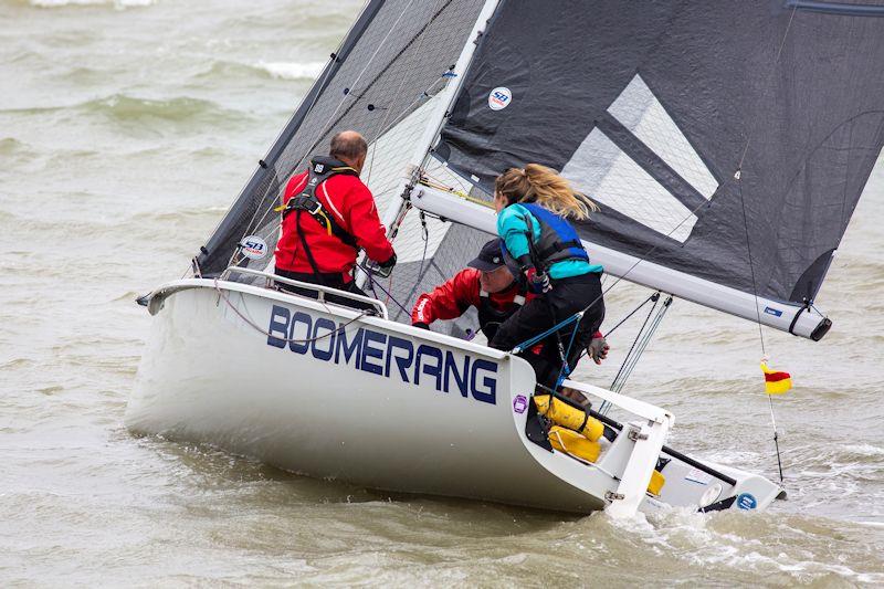 Boomerang - Cowes Week day 2 photo copyright Martin Augustus / www.sailingimages.co.uk taken at Cowes Combined Clubs and featuring the SB20 class