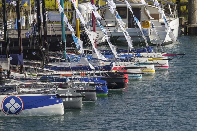 The fleet in the race village ahead of La Solitaire du Figaro in Baie de Saint-Brieuc photo copyright Alexis Courcoux taken at  and featuring the Figaro class
