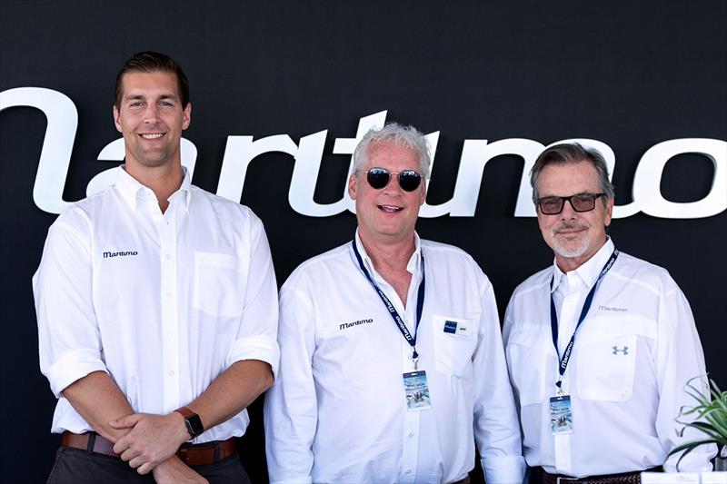 Maritimo Americas' President, Dave Northrop right with Mike Swift (Centre) and Maritimo's Jeff Nykerk at the recent Sanctuary Cove International Boat Show in Queensland photo copyright Paul Wilson taken at  and featuring the Marine Industry class