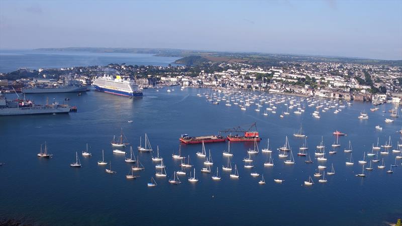 Aerial of Falmouth Harbour by Shark Bay films photo copyright Shark Bay films taken at  and featuring the Marine Industry class