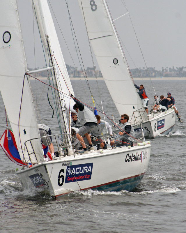 Action from day 4 of the 43rd Congressional Cup photo copyright Rich Roberts taken at Long Beach Yacht Club and featuring the Match Racing class