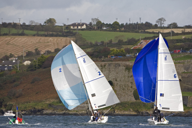 Racing on day one of the ISAF Nations Cup Regional Final in Kinsale photo copyright David Branigan / Oceansport taken at Kinsale Yacht Club and featuring the Match Racing class