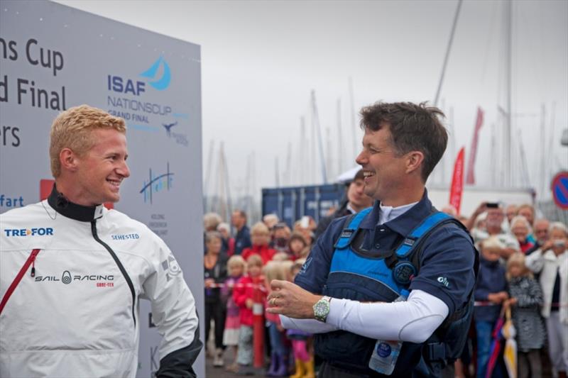 Crown Prince Frederik takes on Nicolai Sehested in an exhibition match at the ISAF Nations Cup 2013 photo copyright ISAF Nations Cup 2013 taken at  and featuring the Match Racing class