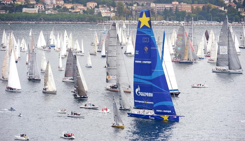 Line honours for Esimit Europa 2 in the Barcolana photo copyright Esimit Europa / Peter Irman taken at  and featuring the Maxi class