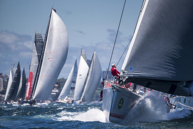 The colorful and fast start of the 69th Rolex Sydney Hobart Yacht Race photo copyright Carlo Borlenghi / Rolex taken at Cruising Yacht Club of Australia and featuring the Maxi class
