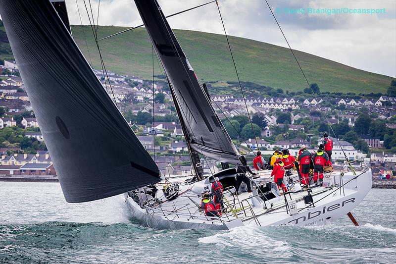 George David's Rambler 88 finishes the Volvo Round Ireland Race photo copyright David Branigan / Oceansport taken at Wicklow Sailing Club and featuring the Maxi class