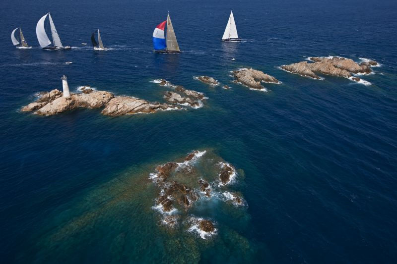 Rounding Monaci Island on day 4 of the Maxi Yacht Rolex Cup at Porto Cervo photo copyright Carlo Borlenghi / Rolex taken at  and featuring the Maxi class