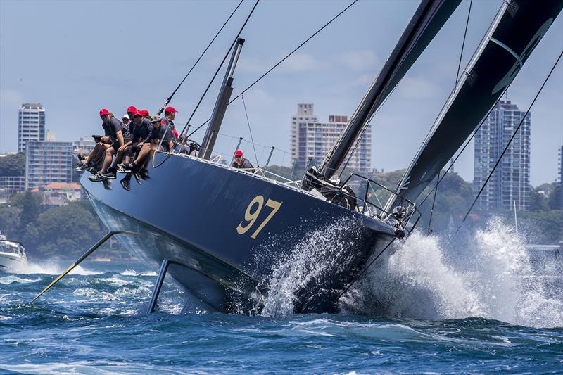 Beau Geste rocketing along during the SOLAS Big Boat Challenge photo copyright Andrea Francolini taken at Cruising Yacht Club of Australia and featuring the Maxi class