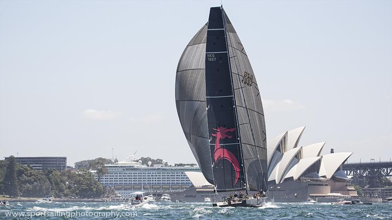 Beau Geste at the finish line in yesterday's SOLAS race photo copyright Beth Morley / www.sportsailingphotography.com taken at Cruising Yacht Club of Australia and featuring the Maxi class