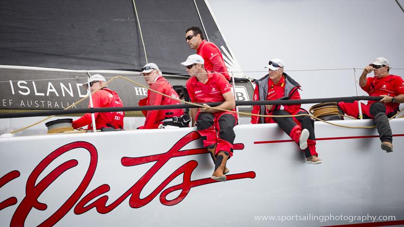 Coming into a a position where they could not pass clear in front of LDV Comanche, Wild Oats XI chose to lee bow them in a very alte tack and LDV Comanche had to take avoiding action. No turns were performed at the time. - photo © Beth Morley / <a target=