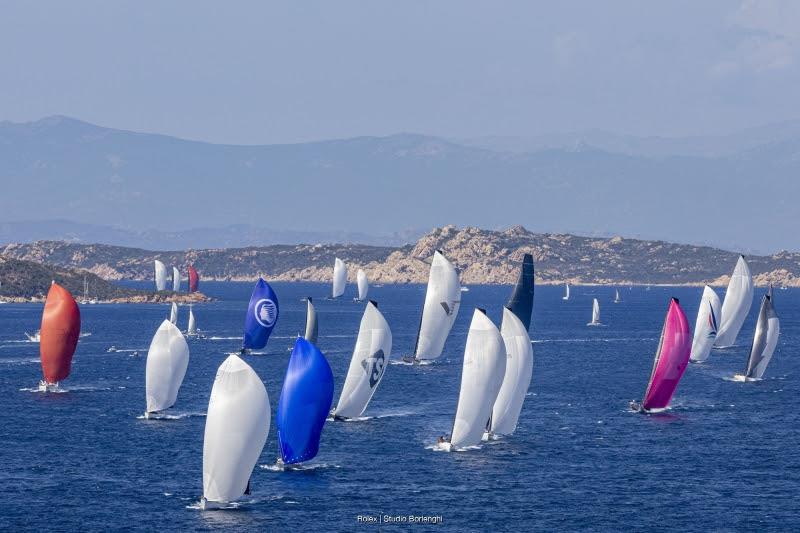 The Maxi fleet in the La Maddalena channel, Maxi Yacht Rolex Cup 2026 - photo © Rolex / Studio Borlenghi