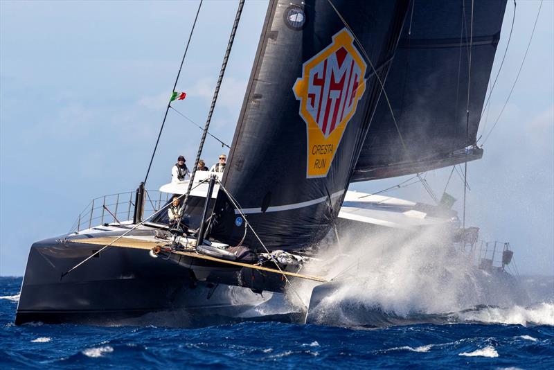 Maxi Yacht Rolex Cup 2026 Day 4 - llegra at full tilt at 30 knots, reaching into the finish of Friday's coastal race - photo © IMA / Studio Borlenghi