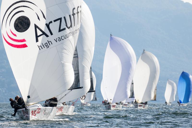 The fleet led by Maidollis in Luino on day 2 of the Melges 24 Copa Lino Favini photo copyright BPSE / Mauro Melandri taken at Associazione Velica Alto Verbano and featuring the Melges 24 class