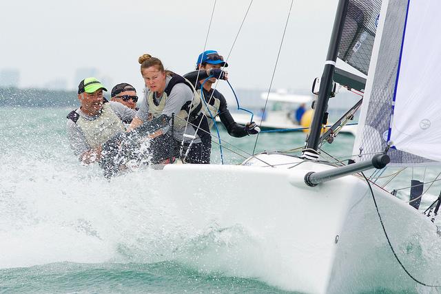 Aoife English on Embarr IRL829 at the 2016 Melges 24 Madness Regatta in Miami photo copyright Petey Crawford / penaltyboxproductions.com taken at  and featuring the Melges 24 class