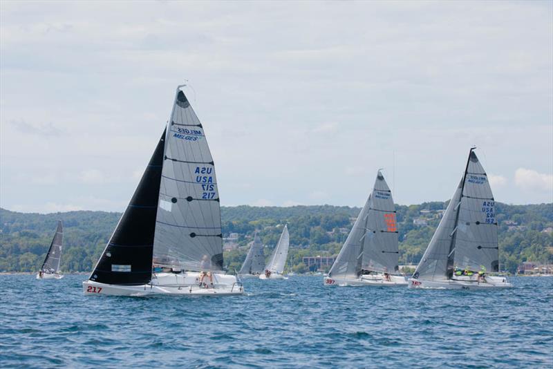 2019 Melges 24 North American Championship fleet racing photo copyright Bill Crawford - Harbor Pictures Company taken at Grand Traverse Yacht Club and featuring the Melges 24 class