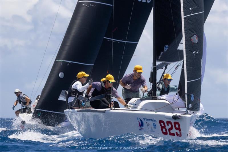 Peter Duncan, who finished today's racing with two bullets and a fifth for his Raza Mixta (USA, 1-5-1), is in second position after Day 2 at the 2022 Melges 24 World Championship  photo copyright Matias Capizzano taken at Lauderdale Yacht Club and featuring the Melges 24 class