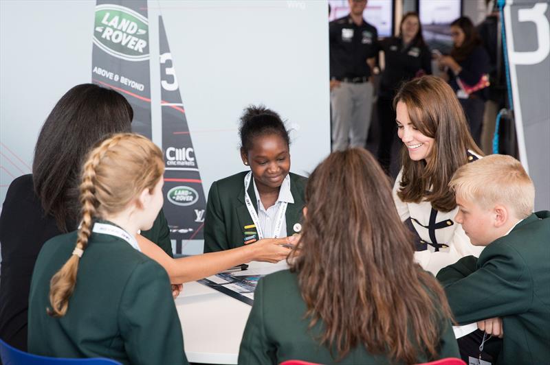 The Duchess of Cambridge enjoys a STEMcrew lesson with pupils from St Edmunds Catholic School photo copyright Harry KH / Land Rover BAR taken at 
