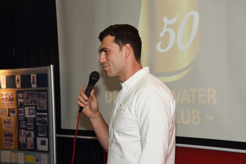 Matt Gotrel speaks during the Draycote Water SC 50th Birthday Party photo copyright Malcolm Lewin / www.malcolmlewinphotography.zenfolio.com/sail taken at Draycote Water Sailing Club