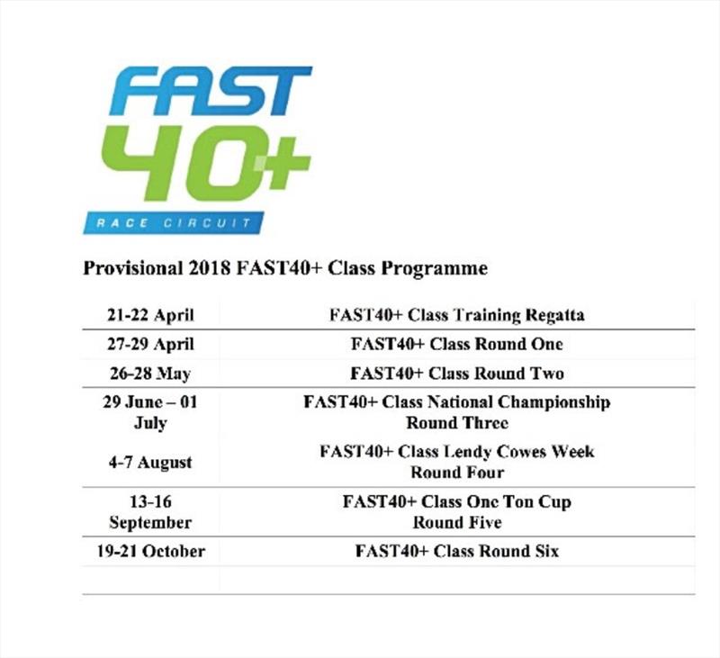 Fast40  Class 2018 Programme - photo © Fast40  Class